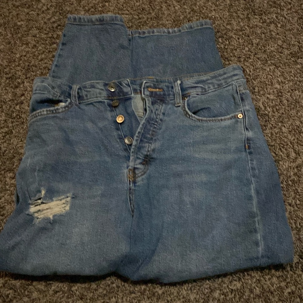 Women’s ripped straight leg jeans